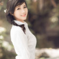 Beautiful girl in Ao dai dress at Hanoi festival